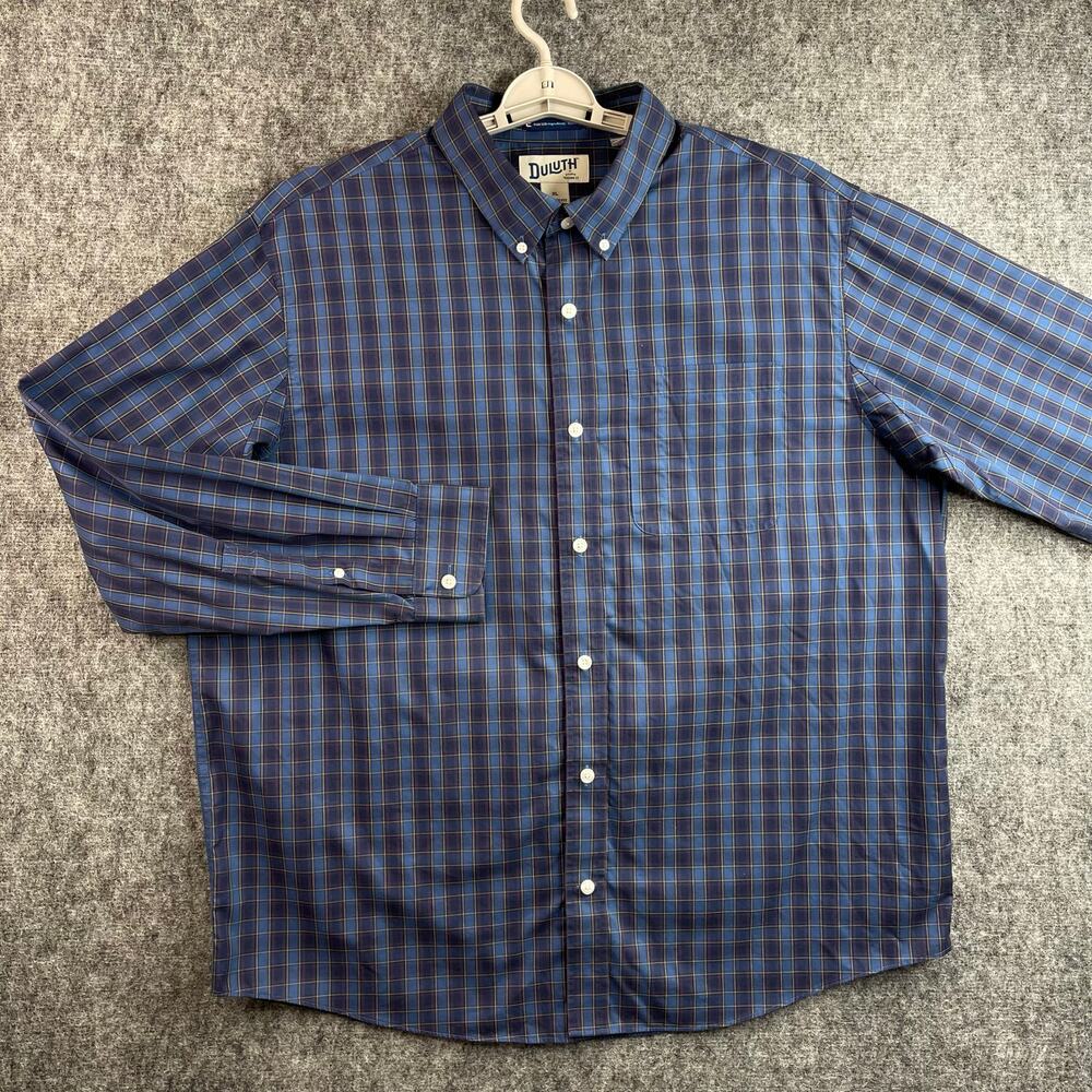 DULUTH TRADING CO Mens Button Down Shirt Relaxed Fit Size XL Blue